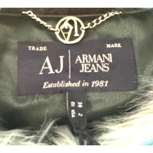 AJ Armani Jeans Multi-Color Faux Fur Jacket Size 2 - Picture 4 of 6